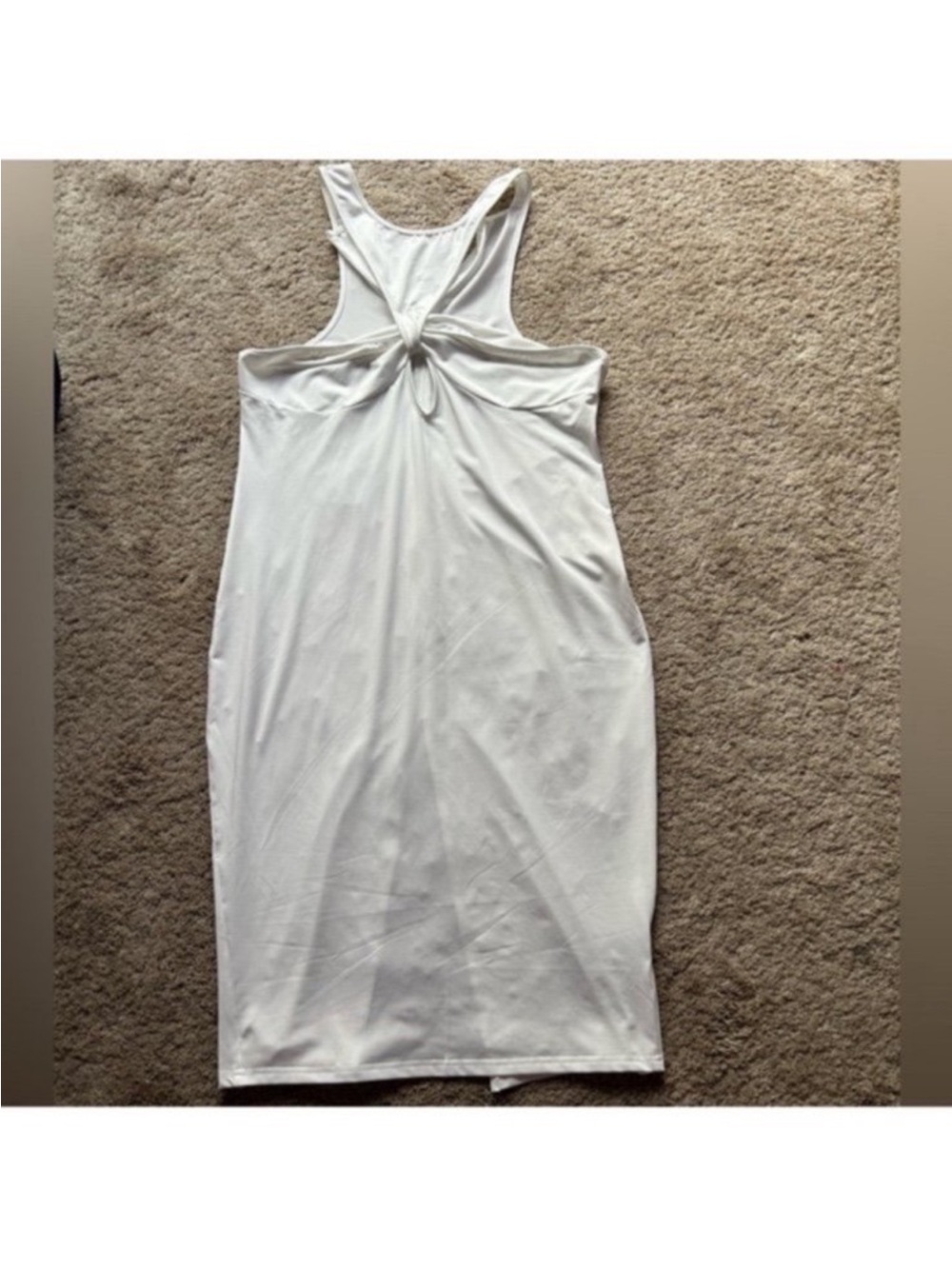 White Knot-Front Racerback Dress